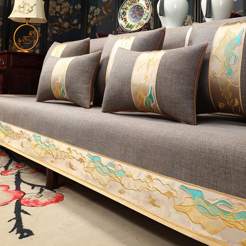 Mahogany Sofa Seat Cushion New Chinese Sofa Towel High-Grade Non-Slip Solid Wood Sofa Cushion Cover Brohan Bed Cover