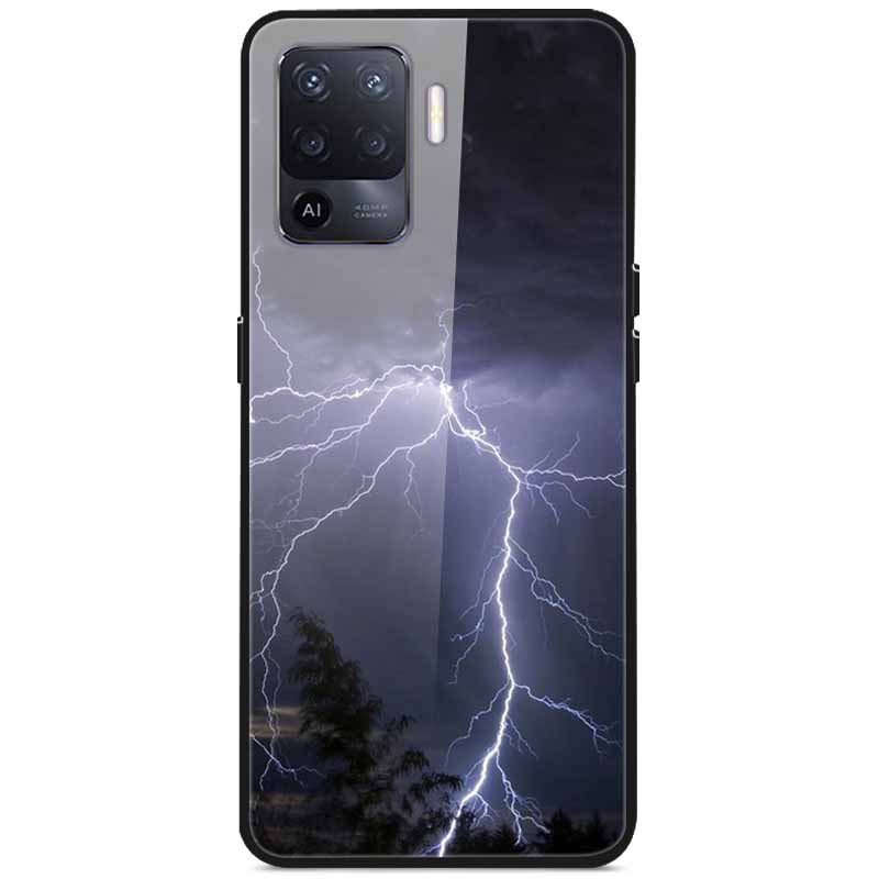 Tempered Glass Case For Oppo Reno5 Lite Hard Back Cover for Oppo Reno 5 Lite Luxury Painted Reno5Lite Funda 6.43'' Shockproof