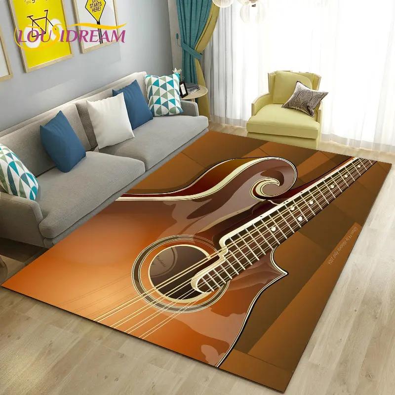 Classical Guitar Electric Guitar Area Rug Large,Carpet Rug for Living Room Bedroom Sofa Doormat Decoration, Non-slip Floor Mat