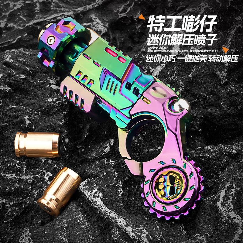 Shell-Ejecting Alloy Toy Pistol Set Stress Relief Fidget Sensory Toy Mini Finger Spinning Top Edc Desk Gadget Gift For Teen Boys