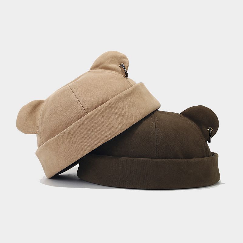 Manufacturer Cute Brown Berets with Bear Ears Fashion Brimless Hats Women Men Vintage Spring Autumn Winter Streetwear Hat