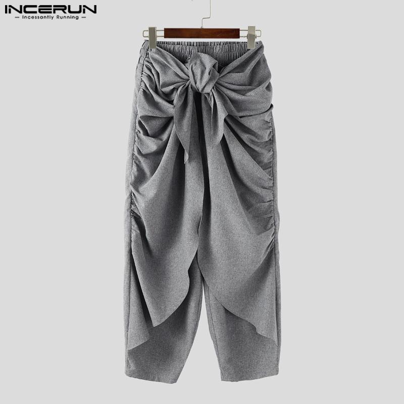

INCERUN Men Twisted High Waist Solid Color Casual Ruffled Harem Pants S чёрный
