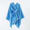 Solid Color Winter Knitted Shawl Wrap With Slit Hem Warm Lightweight Cape Women Men Street Style