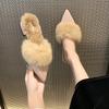 Fashion Baotou Fur Slippers for Women To Wear in Autumn and Winter, High-heeled Internet Celebrity Pointed Toe Block Heel Semi-slippers