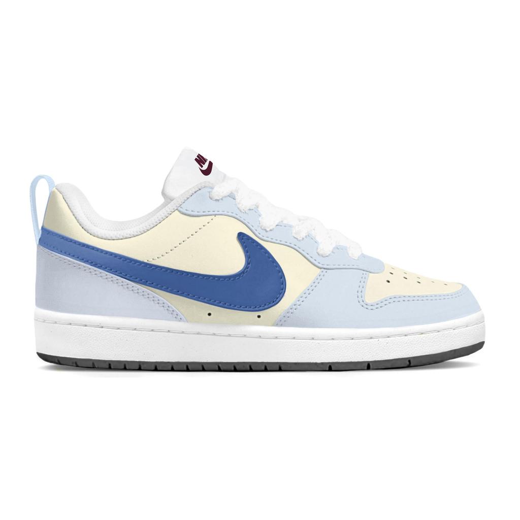 Nike Court Borough Cushioning, Wear Resistant Low Top Skateboard Shoes Women's Yellow Blue BQ5448-100(Team1573-)