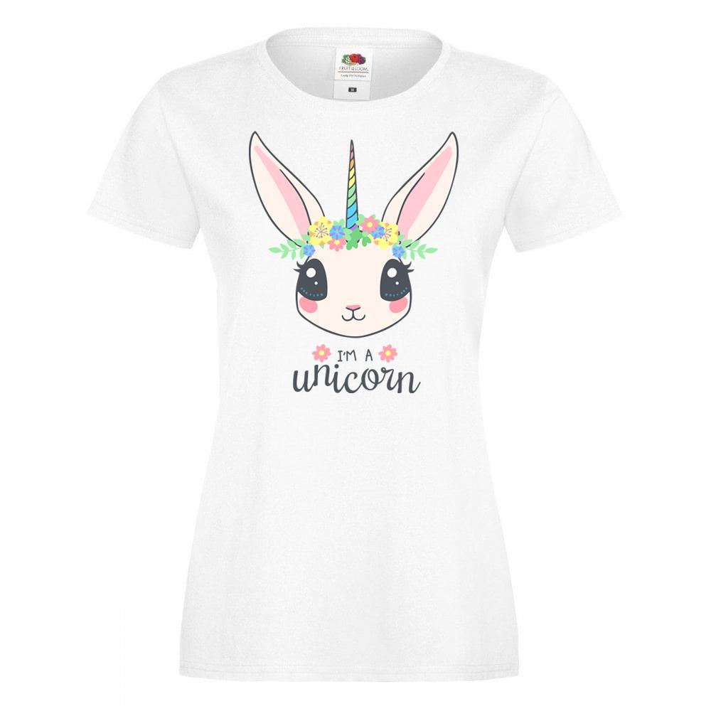 Unisexs White Im A Unicorn Fantasy Cute Rabbit Animal TShirt 2XL