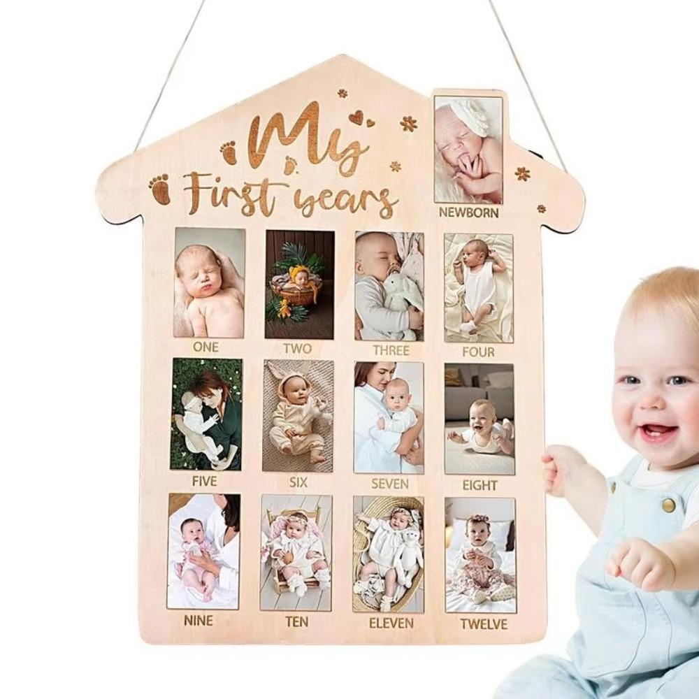 Wooden Baby’s First Year Picture Frame Commemorative Baby Keepsake Frame  1st Birthday Gift