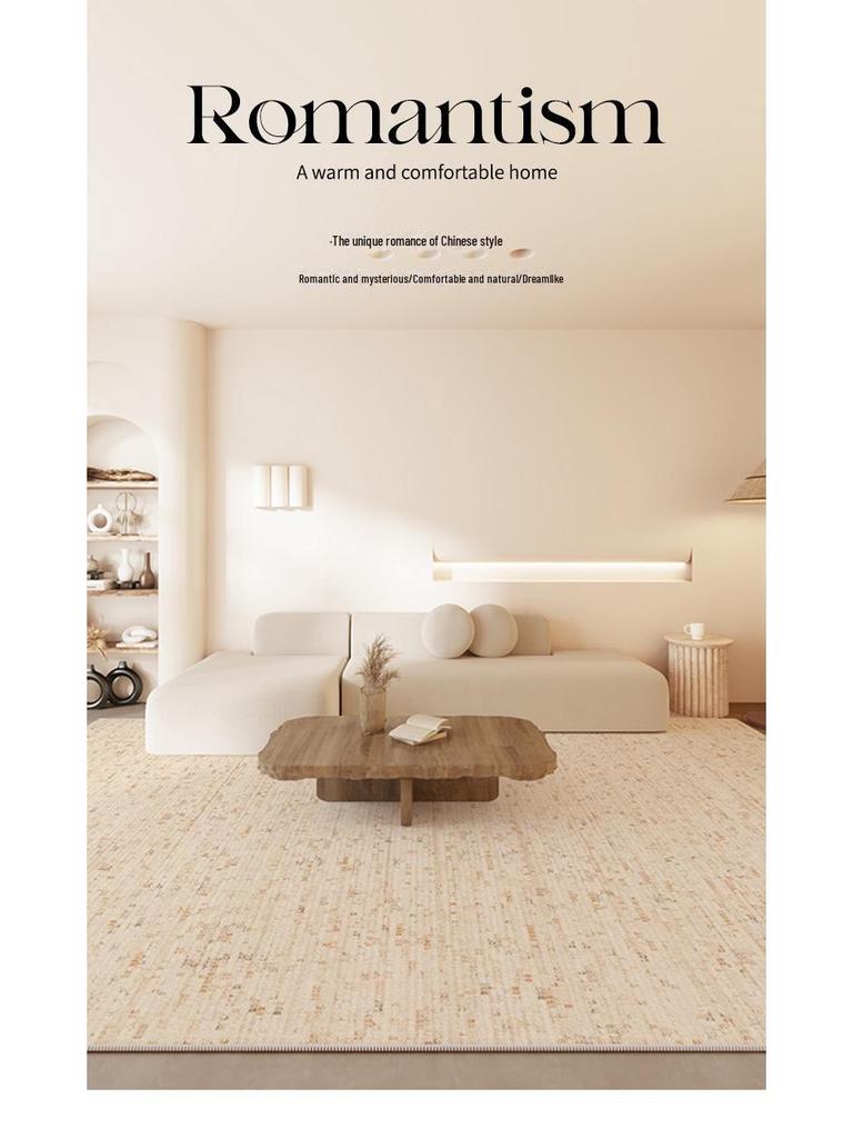 Wabi-Sabi Luxury Waterproof Living Room Carpet - Solid Color, Loop Velvet, Wash-Free and Wipeable, Ideal for Coffee Table & Bedroom