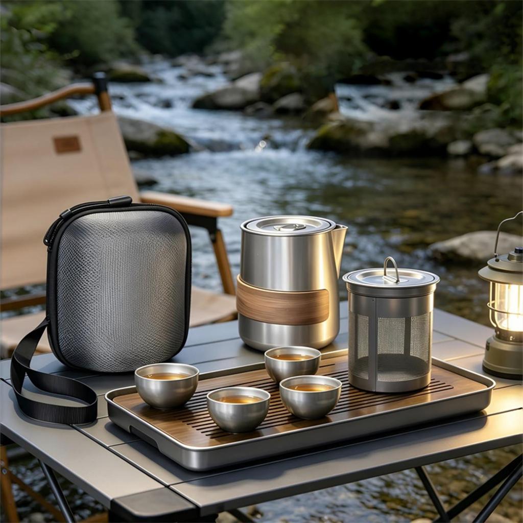 Travel Tea Set with Case Compact for Camping