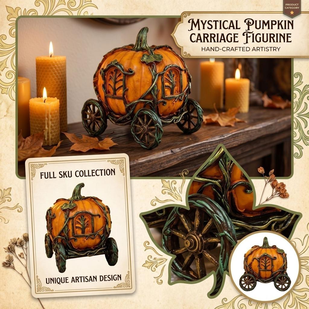 Figurka dyniowego powozu na Halloween z żywicy do dekoracji imprezowej, centralny element jesiennej dekoracji domu