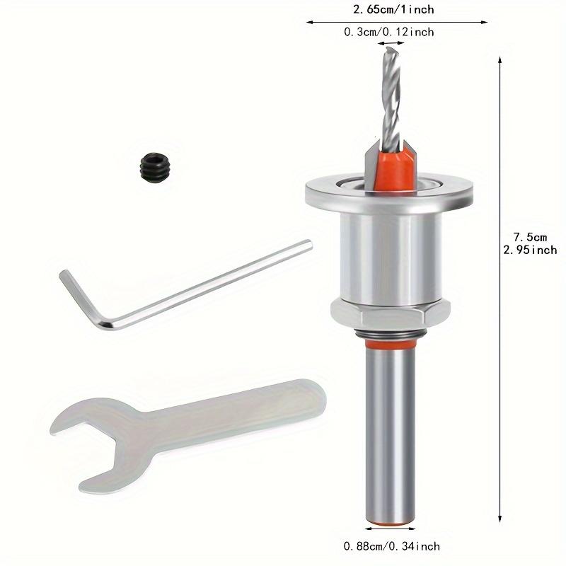 Burghiu cu adâncime reglabilă, cu alezor, oțel aliat, argintiu, limitator, conic, pentru prelucrarea lemnului, burghiu cu limitator pentru alezor