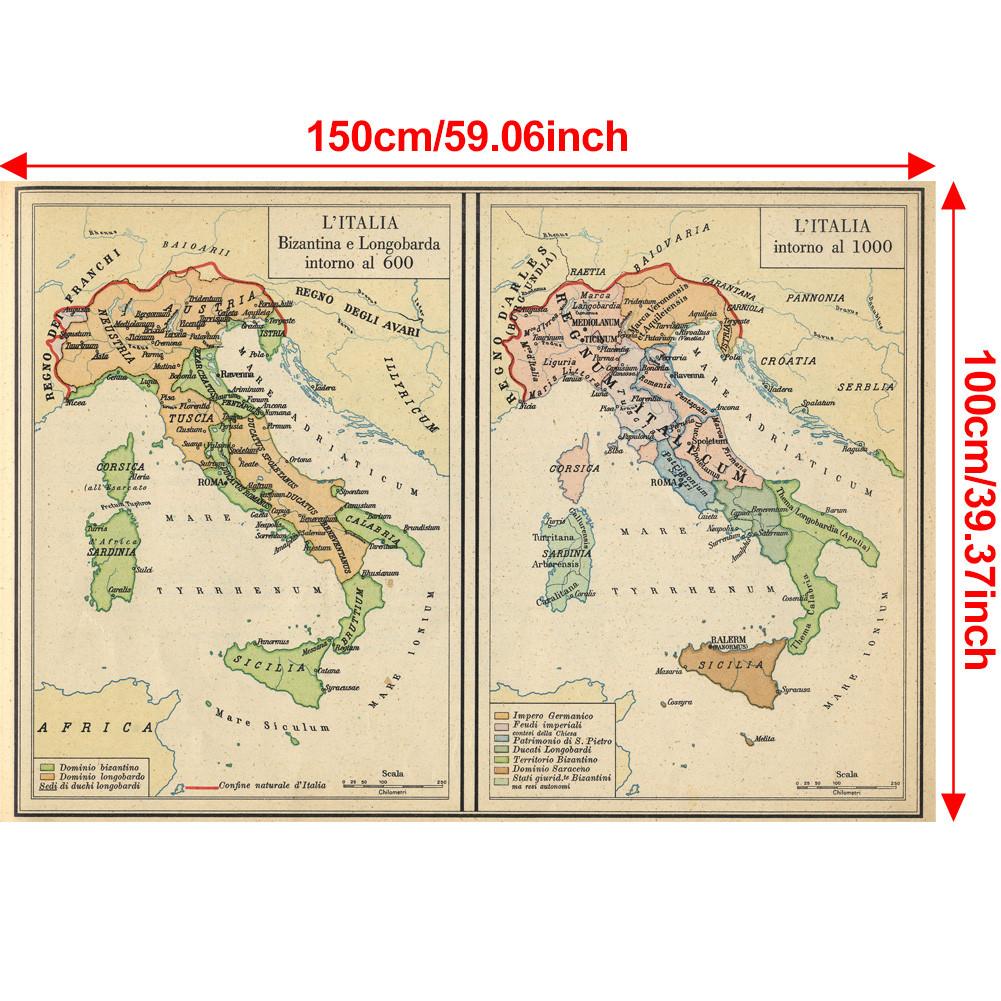 Fundal Harta Italiană-Harta Italiei Vintage,Decor de Perete Decor Acasă,Studiu,Instrumente Geografice,Instrumente Turism/educație