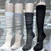 Korean Boss Lady Knee-High Socks: Solid Color, Thin, Versatile, Black & Gray Women's Socks - Mid-Tube Summer Style