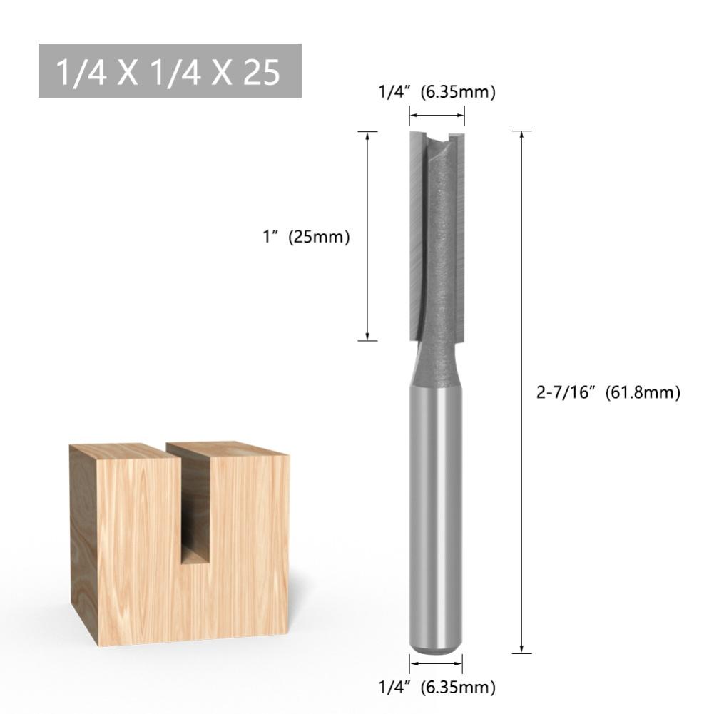 Router Carbide Cutter 1 4x1 4x25 1 4in Router Bit Set 45 Steel Construction YG6X Carbide Alloy Anti-clog Coating