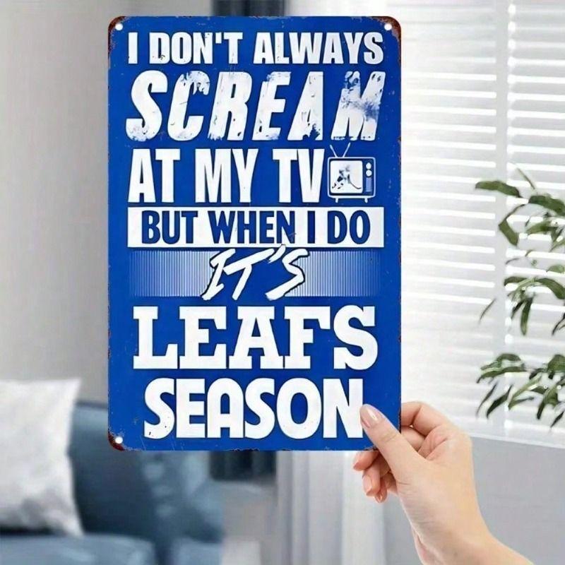 Vintage Blue Hockey Metal Sign Wall Art, Leafs Season Gift for Fans 20x30 cm