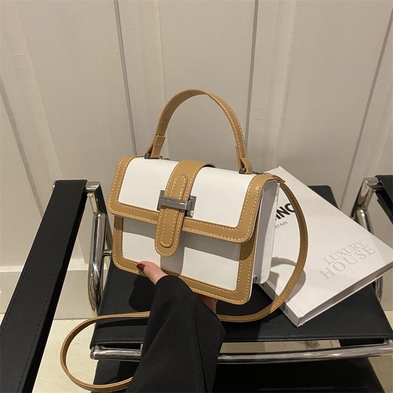 Stylish 2024 Korean Vintage Women's Handbag Chic Color Block Small Shoulder Bag