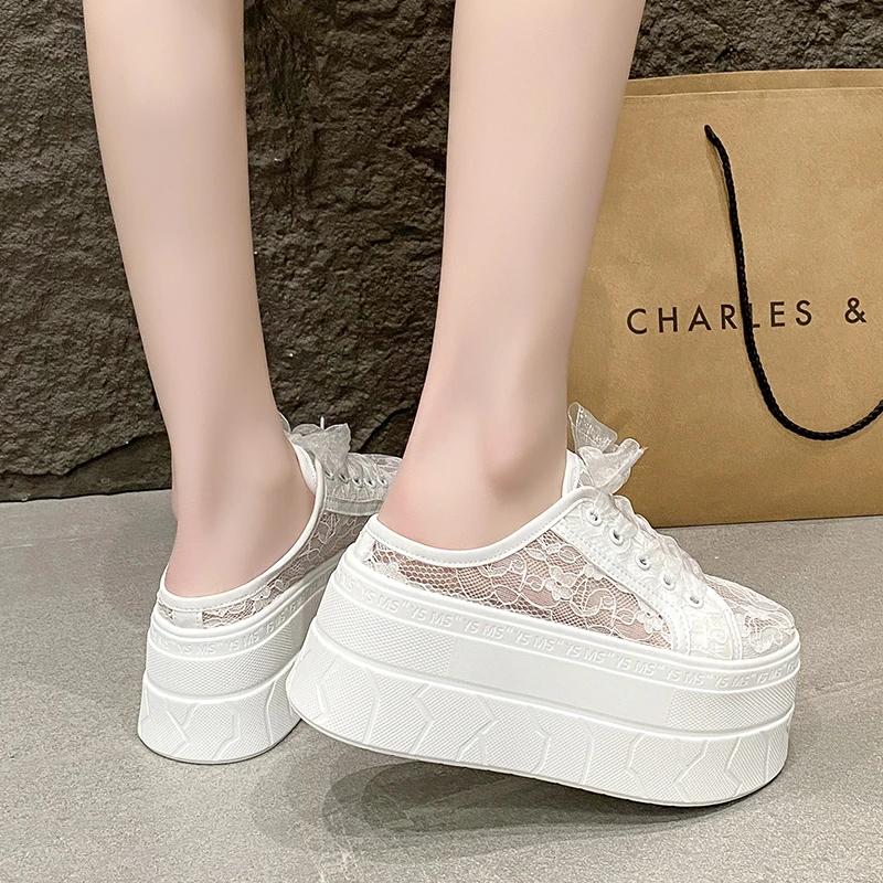 Fashion 8CM Women's Slippers 2025 New Bling Summer Women's Platform Slippers Lace Rhindiamonds High Toe Closed Slippers Women Mule Shoes