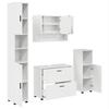 Bathroom Furniture Set 4 Pcs High Gloss White Plywood and Metal