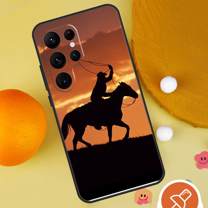 Rodeo Cowboy Lasso Horses Phone Case For Samsung Galaxy S25 Ultra S24 S23 S22 Ultra S9 S10 S20 Plus S21 FE Funda Cover