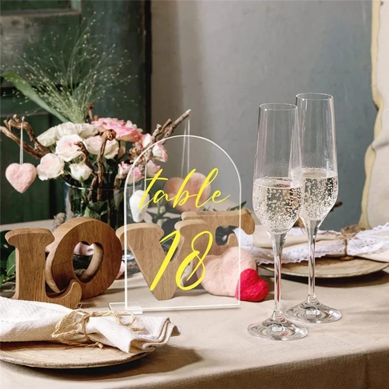 20PCS Clear Acrylic Sign Arch With Stand Blank Guest Name Tags Wedding Table Number Holder Decoration Supplies Easy Install