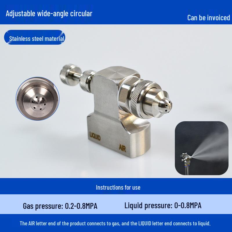 Stainless Steel Dual-Fluid Air Atomization Spray Nozzle for Disinfection and Humidification