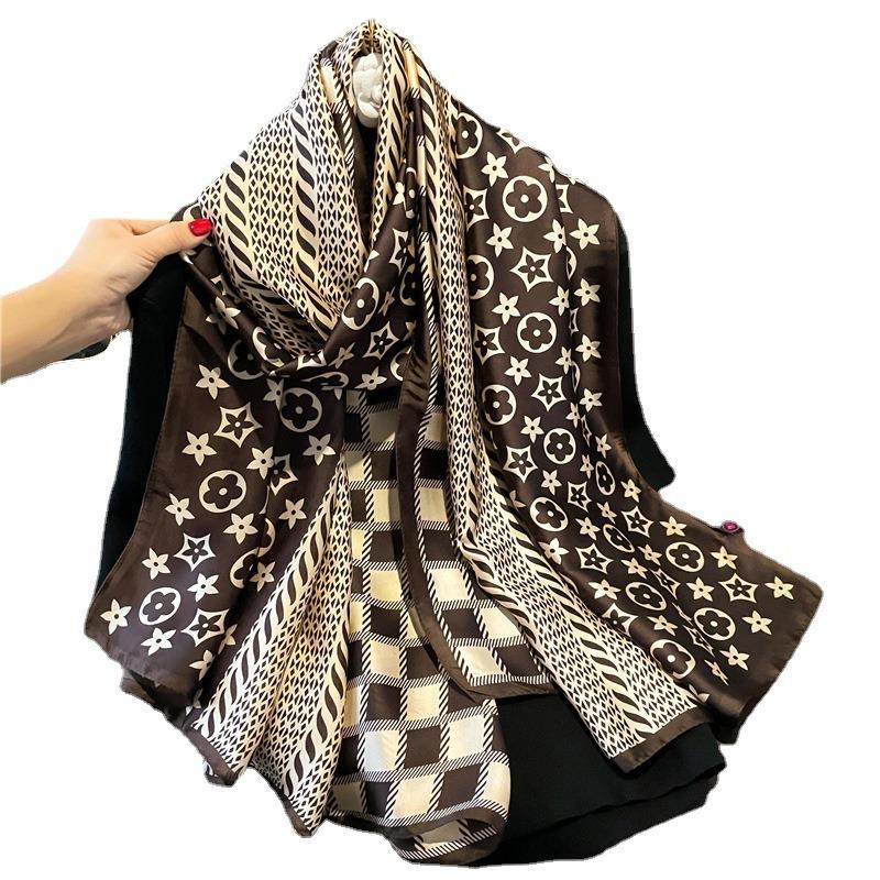Temperament new × 0m silk scarf printed luxury scarf with goods long large size travel shawl sun protection
