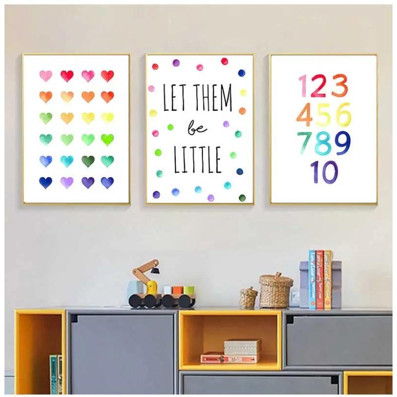 Wystrój Pokoju Dziecięcego Edukacyjny Plakat Sztuka na Ścianę dla Dzieci Wydruki na Płótnie Neutralna Dekoracja Pokoju Niemowlęcego Obrazy z Tęczowym Alfabetem w Stylu Akwareli