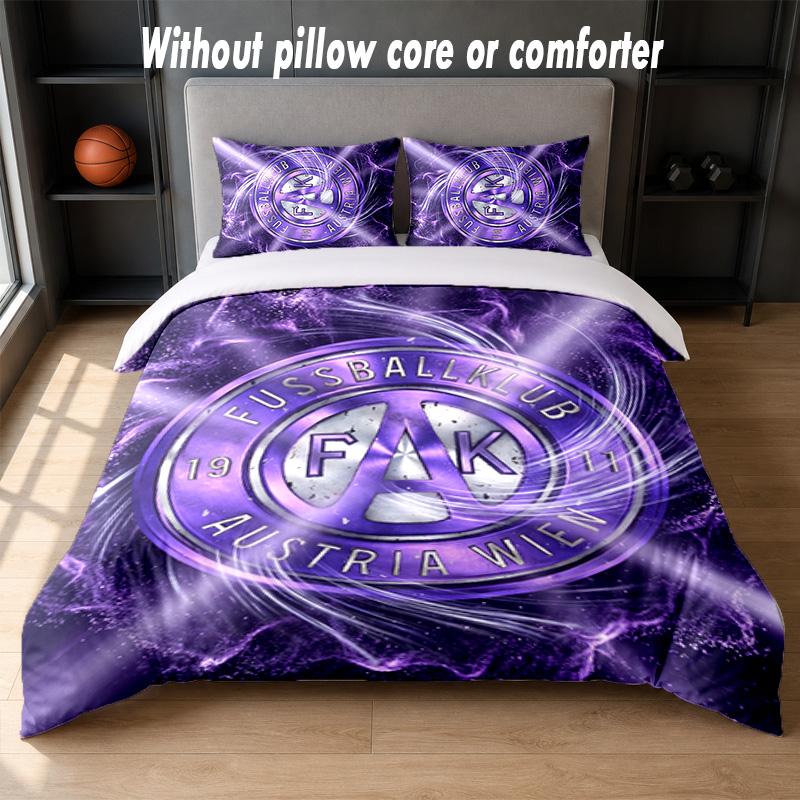 Austria Wien FC Design Bed Bedding Set 1 Duvet Cover + 2 Pillowcases Soft Breathable Household Bed Linens