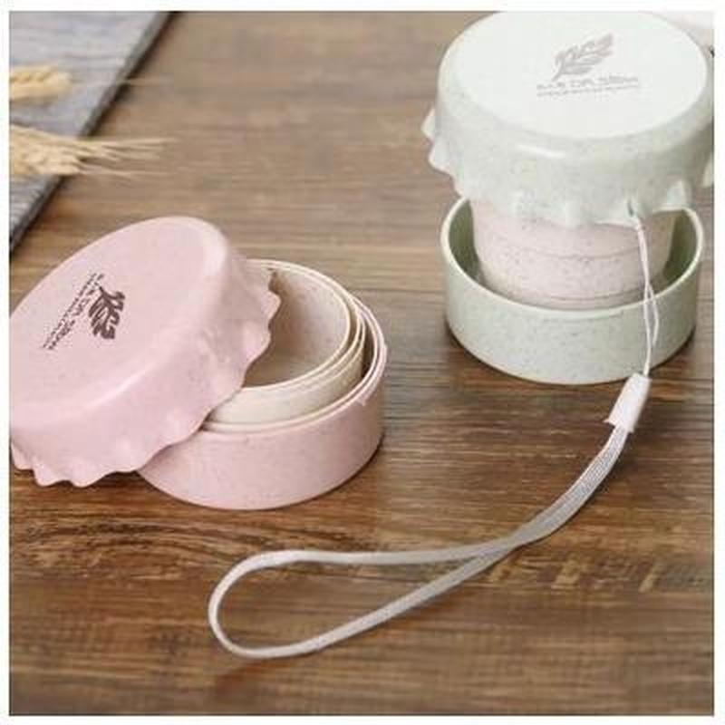 130ml Travel Portable Creative Mini Folding Coffee Cups Wheat Telescopic Cup With Lid Outdoor Trave