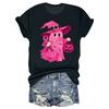 Women's Casual Halloween Breast Print T-Shirt Round Neck Pullover Short Sleeve Top