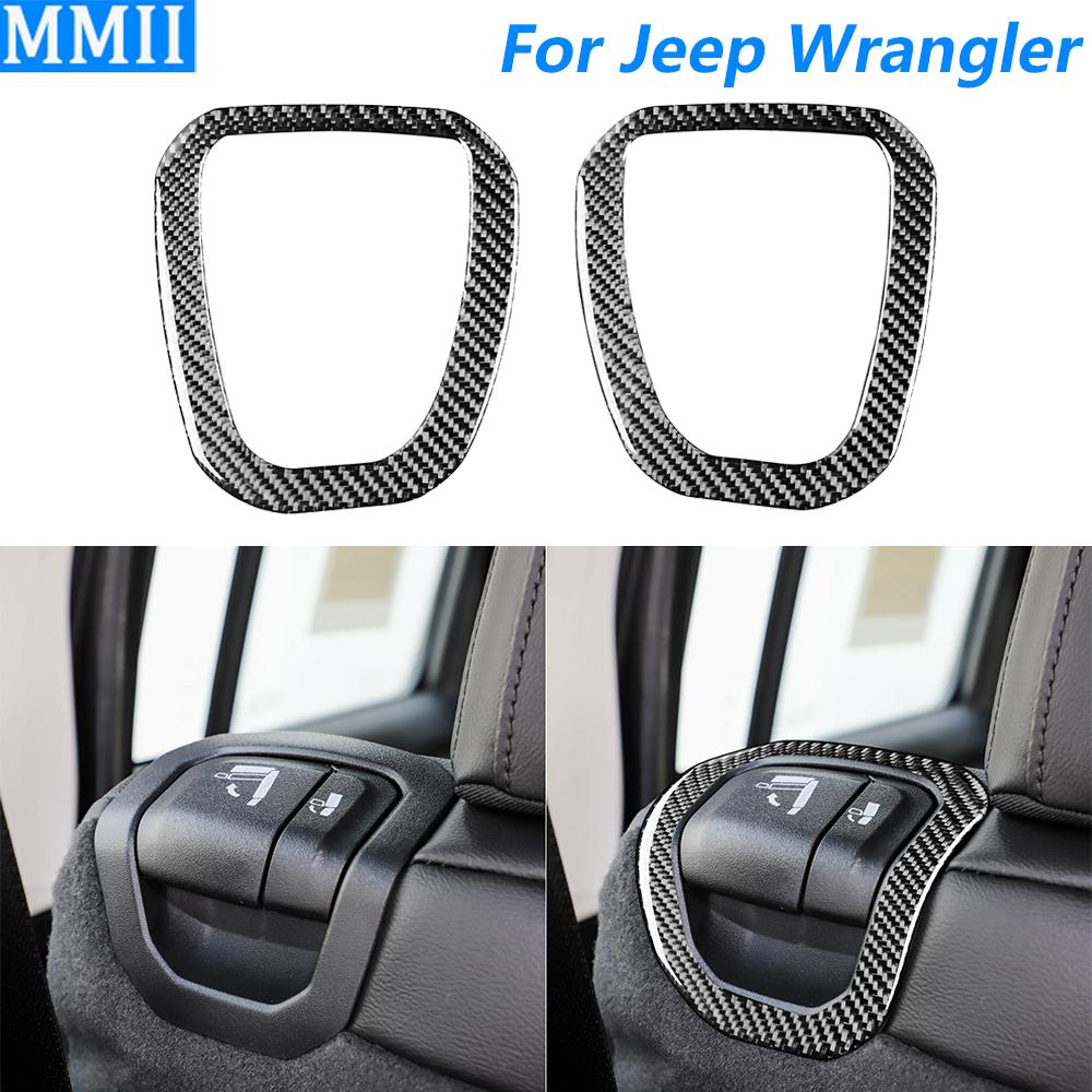 For Jeep Wrangler 2018-2020 Carbon Fiber Rear Seat Folding Switch Frame Panel Decorative Cover Car Accessories Interior Sticker