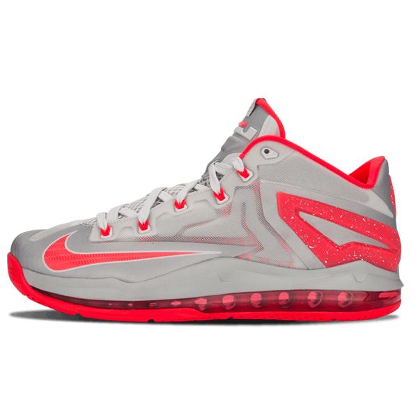 Nike LeBron 11 Low Base Grey Laser Crimson 642849-001 43 серый/красный