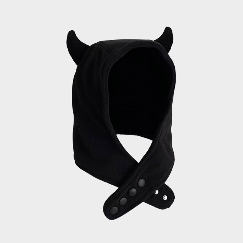 Solid Color Ear Protects Hat Fleece Hat Funny Ox Horn Shape Hat Warm Fuzzy Winter Fleece Hat Birthday Gifts for Adult