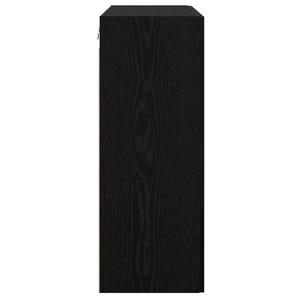 Wall Mounted Cabinet Black Oak Effect 69.5 X 34 X 90 Cm