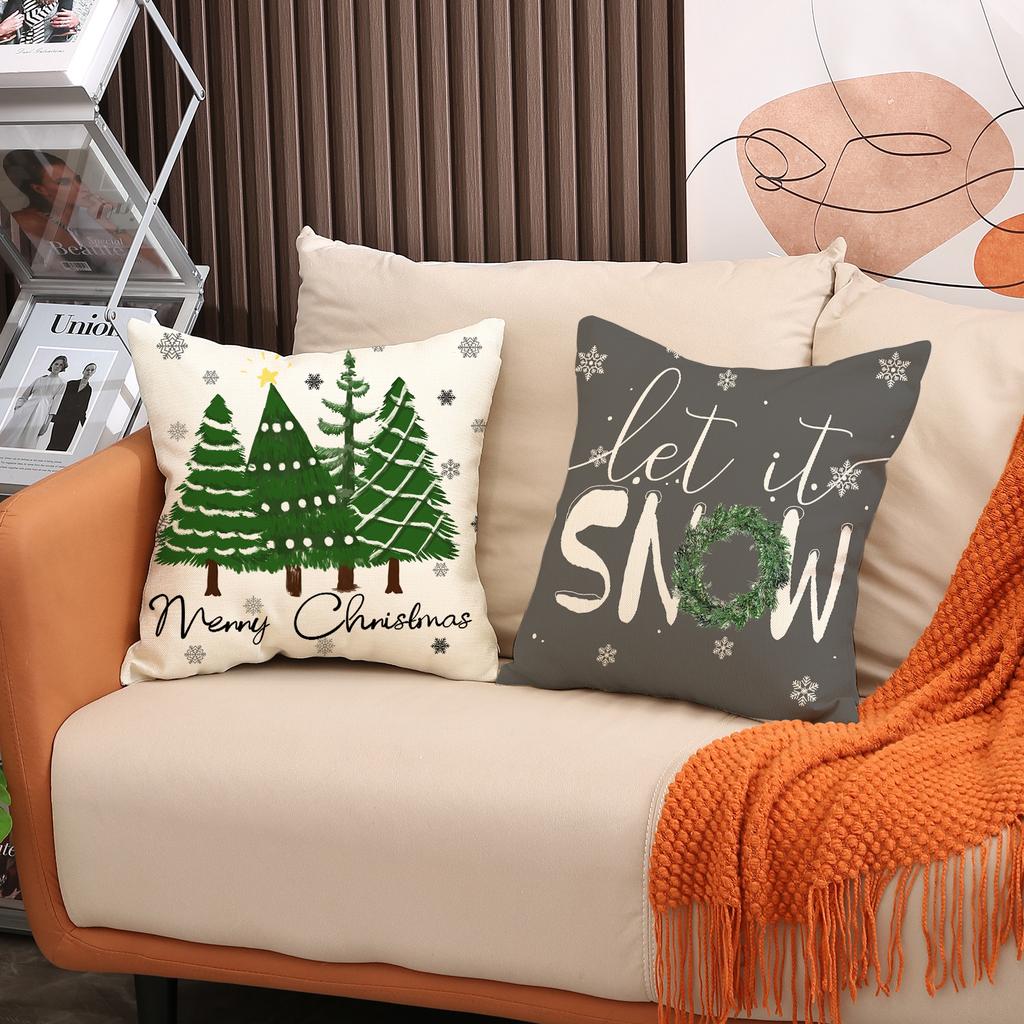 Simple and Versatile Christmas Decorative Pillow Letter Print Pillow Gray Set Sofa Pillow Cover
