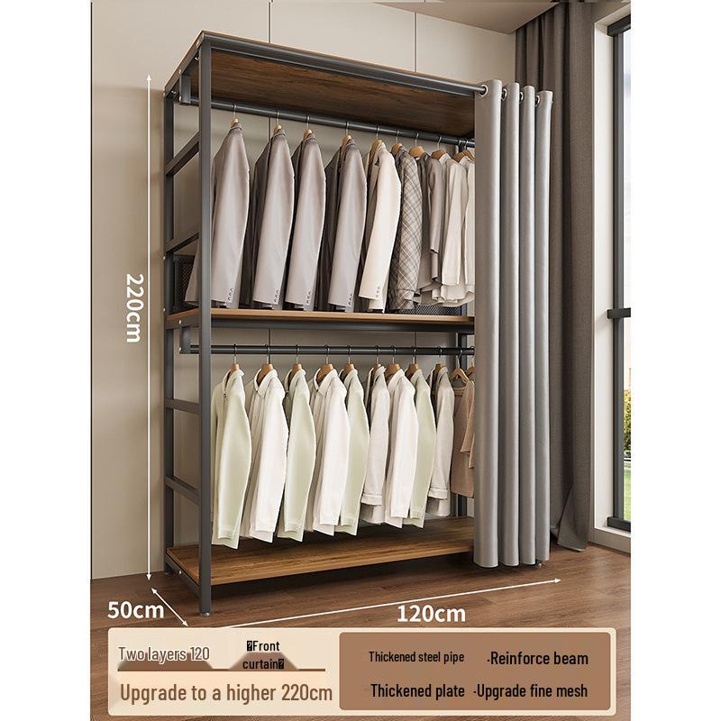Metal Walk-In Wardrobe: Floor-Standing Clothes Rack, Open Garment and Hat Rack, Bedroom Shelf Assembly