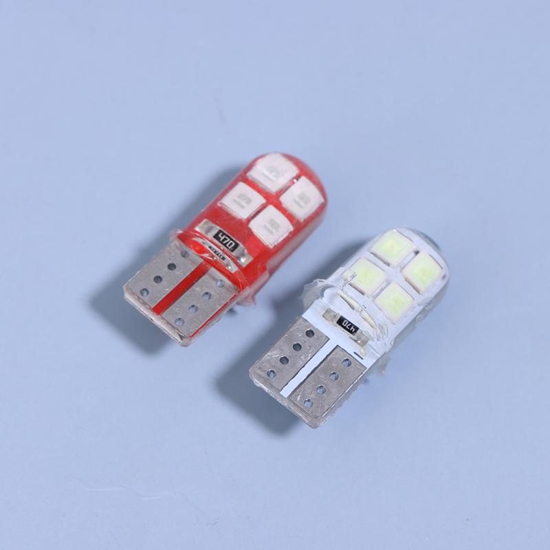 Car Led T10 W5W Canbus Glass Cob 6000K Reading Dome Lamp Marker Wedge License Platelight Bulb 168 194 192 Dc 12V White Blue Red