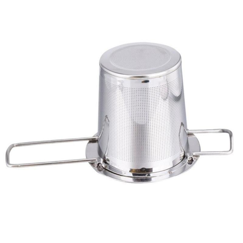 Heat Resistant Teas Strainer with Folding Handle 304 Stainless Steel And Silicone Materials Brewing Basket with Lid