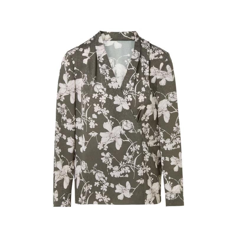 

Lancy French Style V-Neck Printed Commuter Shirt M