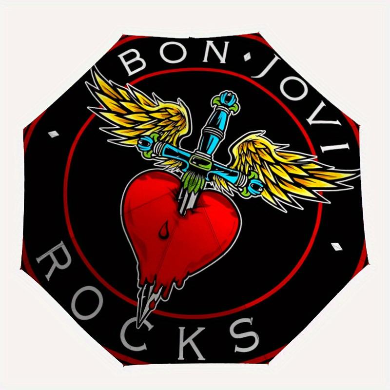 

1pc Bon Jovi Rocks Automatic Umbrella 8-Bone Design Compact Gear for Outdoor Travel, Perfect Gift for Friends yy250821094
