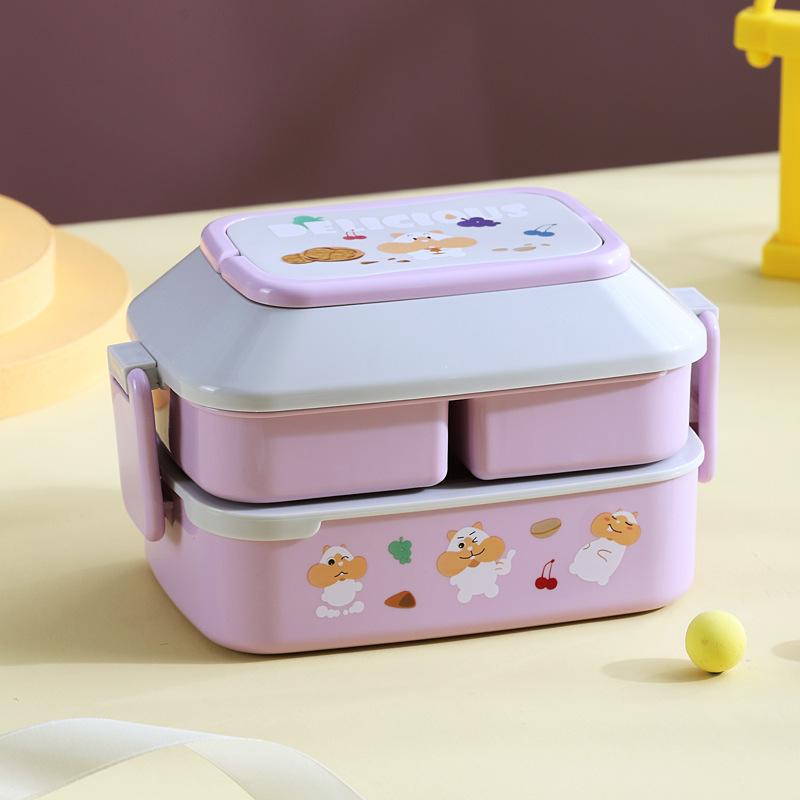 Double-Layer Insulated Student Lunch Box - Portable Microwave-Safe with Fresh-Keeping Compartments