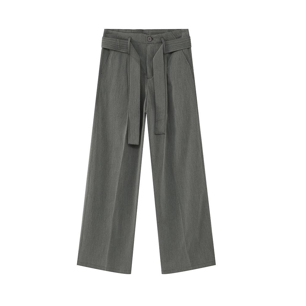 Men's New Product with Japanese Ribbon Decoration, Three-dimensional Design, Drape Feeling, and Trendy Trousers