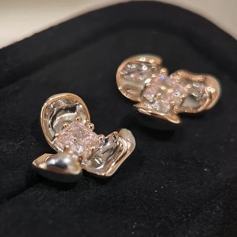 

Квадратные Инкрустированные Глянцевые Наборы с Цирконами в виде Цветов Розовые Цирконы Ландыши Серьги Браслет Милые Изысканные Свадебные