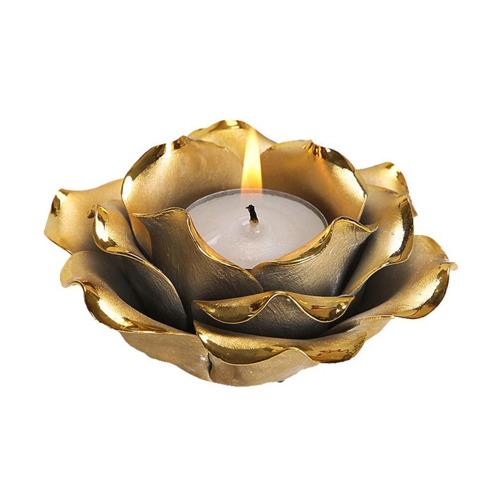 Practical 3D Rose Flower Candlestick Handicraft Simple Lotus Candle Holder Exquisite Emulation Flower Ornaments Wedding Party