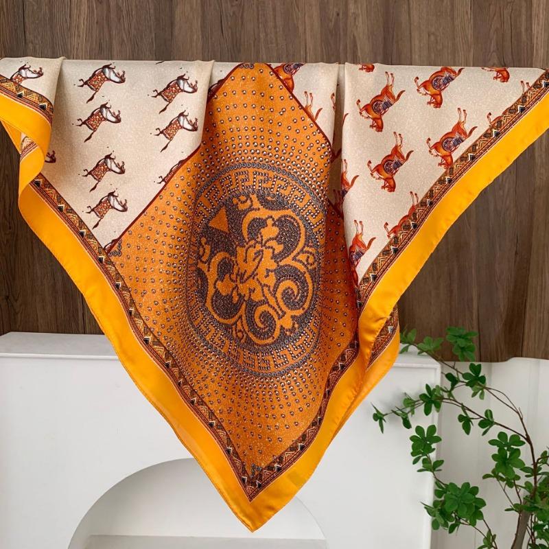 Square scarf new neck scarf scarf small shawl travel bag headscarf versatile cashew flower silk scarf