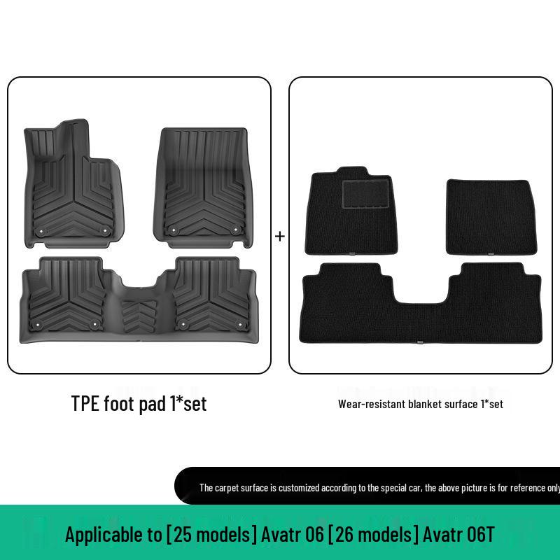 Compatible 25 Avatr 06 Car Floor Mats: Vehicle-Specific, All-Weather TPE with Trunk Mat