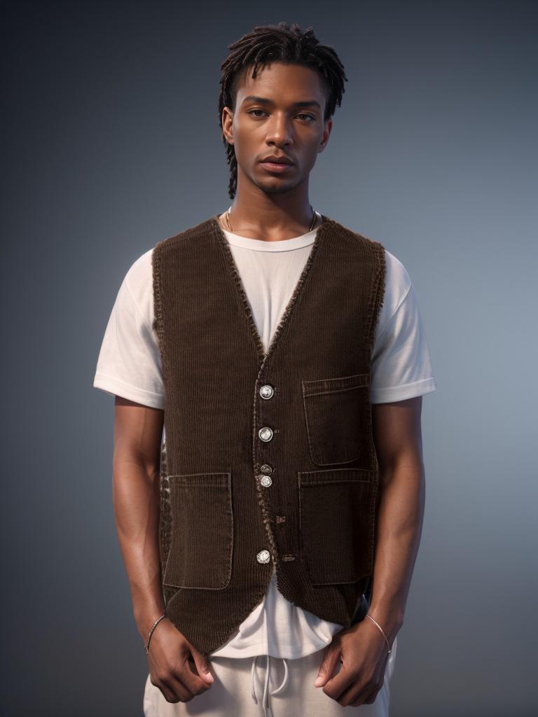 Men's Corduroy Patchwork Vest - Spring/Autumn Single-Breasted Solid Color Jacket