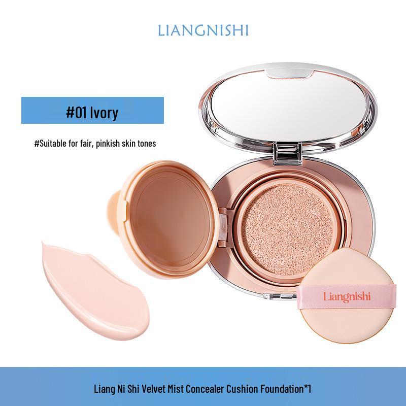 

Liang Ni Shi Velvet Mist Hydrating Cushion Foundation - Long-Lasting, Non-Drying, No Caking, Close-Fitting BB Cream.