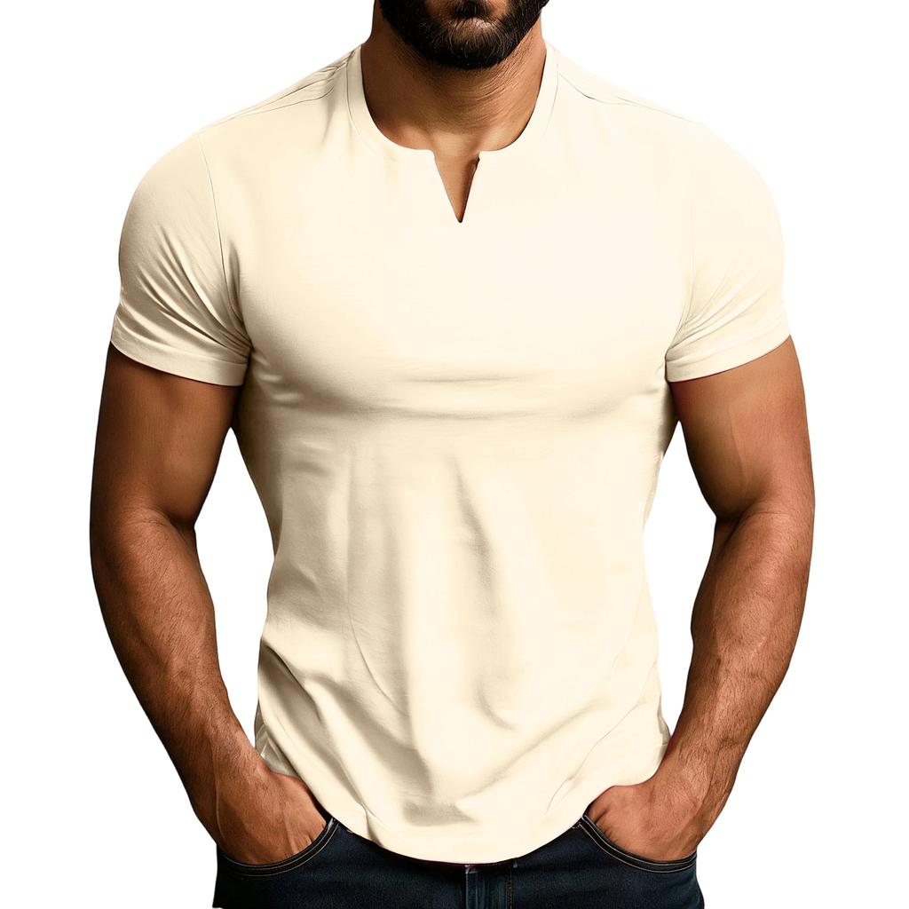 Men's Leisure Exercise Fitness Training Running Little V-Neck T-Shirt