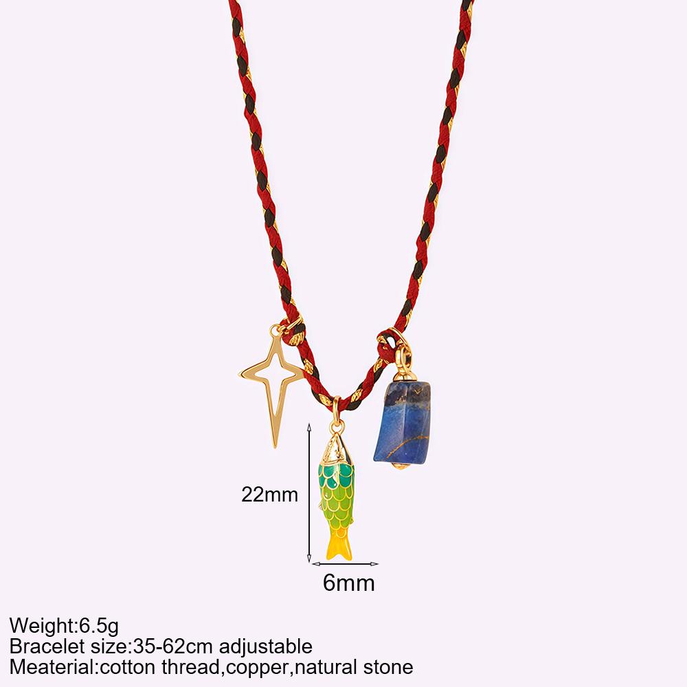 Collana Pesce Stile Boho Y2K per Donna Set da 3 Pezzi Carino Choker Stella Cuore Collari in Pietra Naturale Gioielli Estivi Trendy da Donna a Catena Lunga
